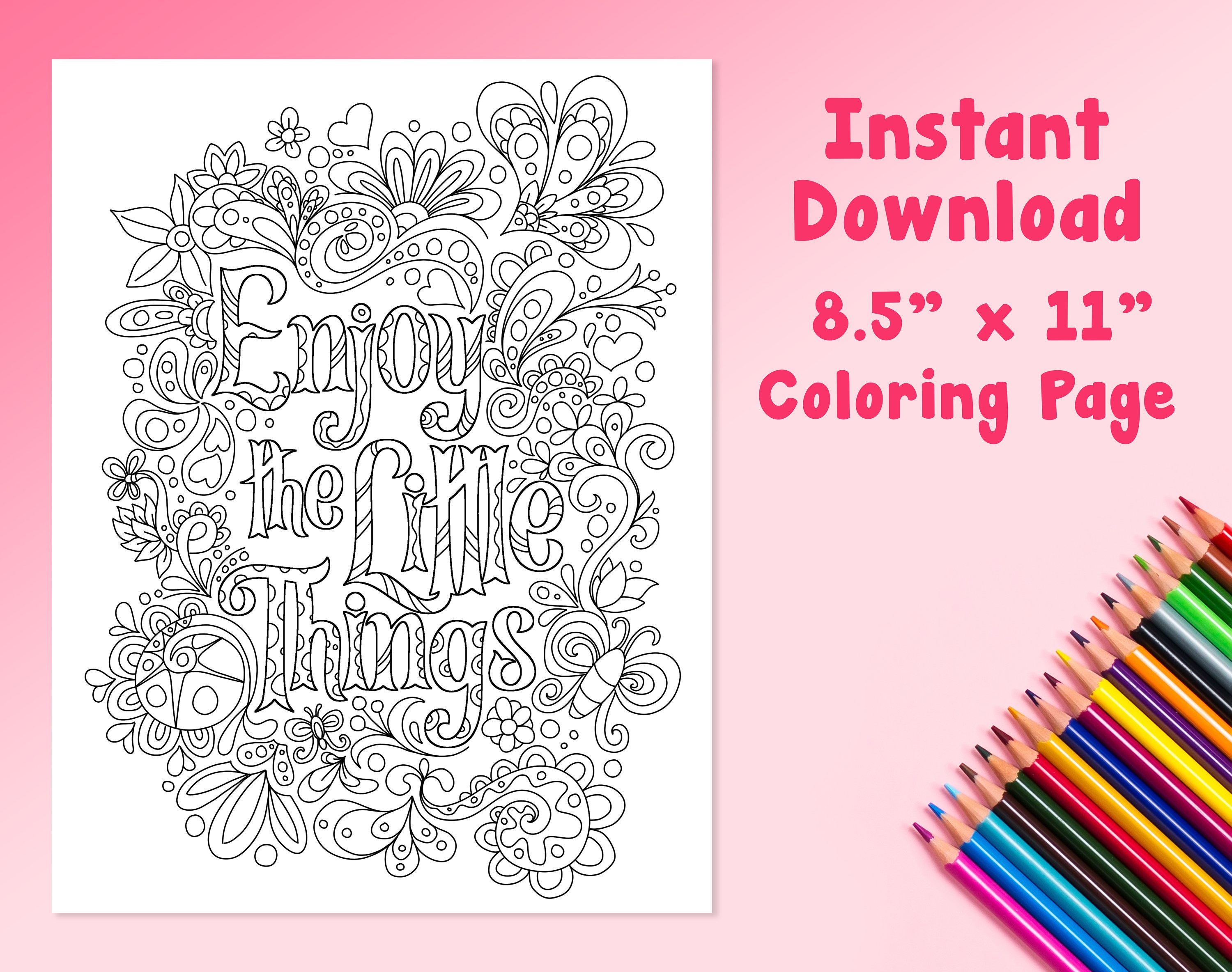 Enjoy The Little Things Coloring Page Adult Coloring Page | Etsy
