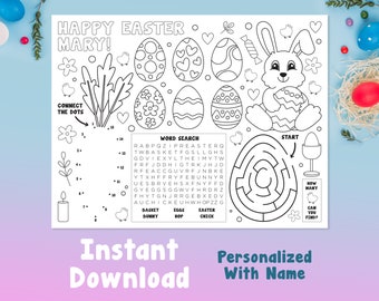 Personalized Easter Coloring Page | Activity Page for Kids | Digital Printable | Coloring Activity for Kids | PDF Instant Download