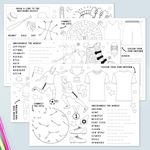 Sports Coloring Pages | Sports Activity Pages | Digital Printable | Soccer - Baseball - Hockey - Basketball