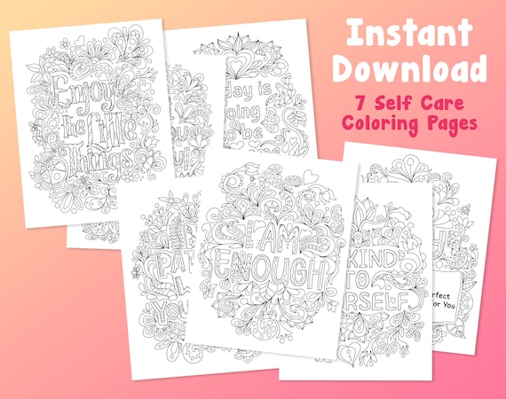 Self Care Coloring Pages Adult Coloring Pages Digital - Etsy