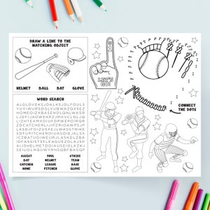 Baseball Coloring Page | Baseball Activity Page | Digital Printable | Sports Coloring Page for Kids