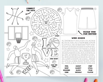 Målarbild för basket | Aktivitetssida för basket | Digital utskrivbar | Målarbild för sport för barn