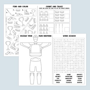 Hockey Activity Pages | Hockey Coloring Pages | Digital Printable - Etsy