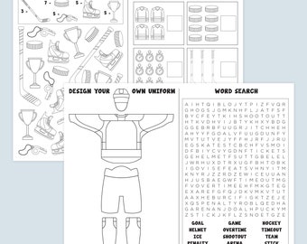 Hockey Activity Pages | Hockey Coloring Pages | Digital Printable