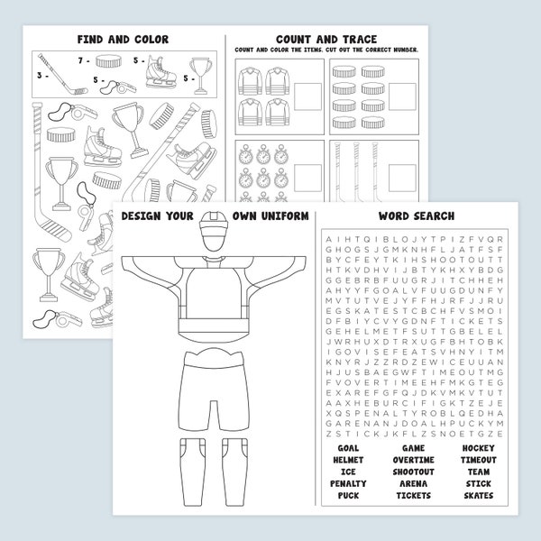 Hockey Activity Pages | Hockey Coloring Pages | Digital Printable