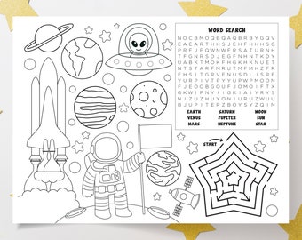 Space Coloring Page | Space Activity Page | Digital Printable | Space Coloring Page for Kids