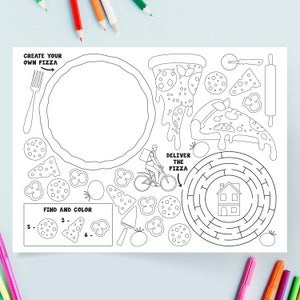 Pizza Coloring Page | Pizza Activity Page | Digital Printable | Pizza Coloring Page for Kids