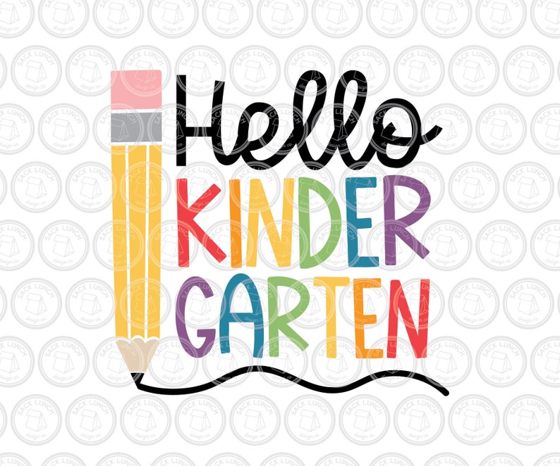 Hello Kindergarten SVG First Day of School Shirt Design Kids Teachers Art | Cut File for Cricut® and Silhouette dxf, svg, ai, pdf, eps, jpg 