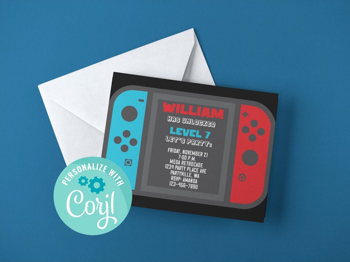 Switch Birthday Party Invitation 5x7 In Level up Video Game Etsy