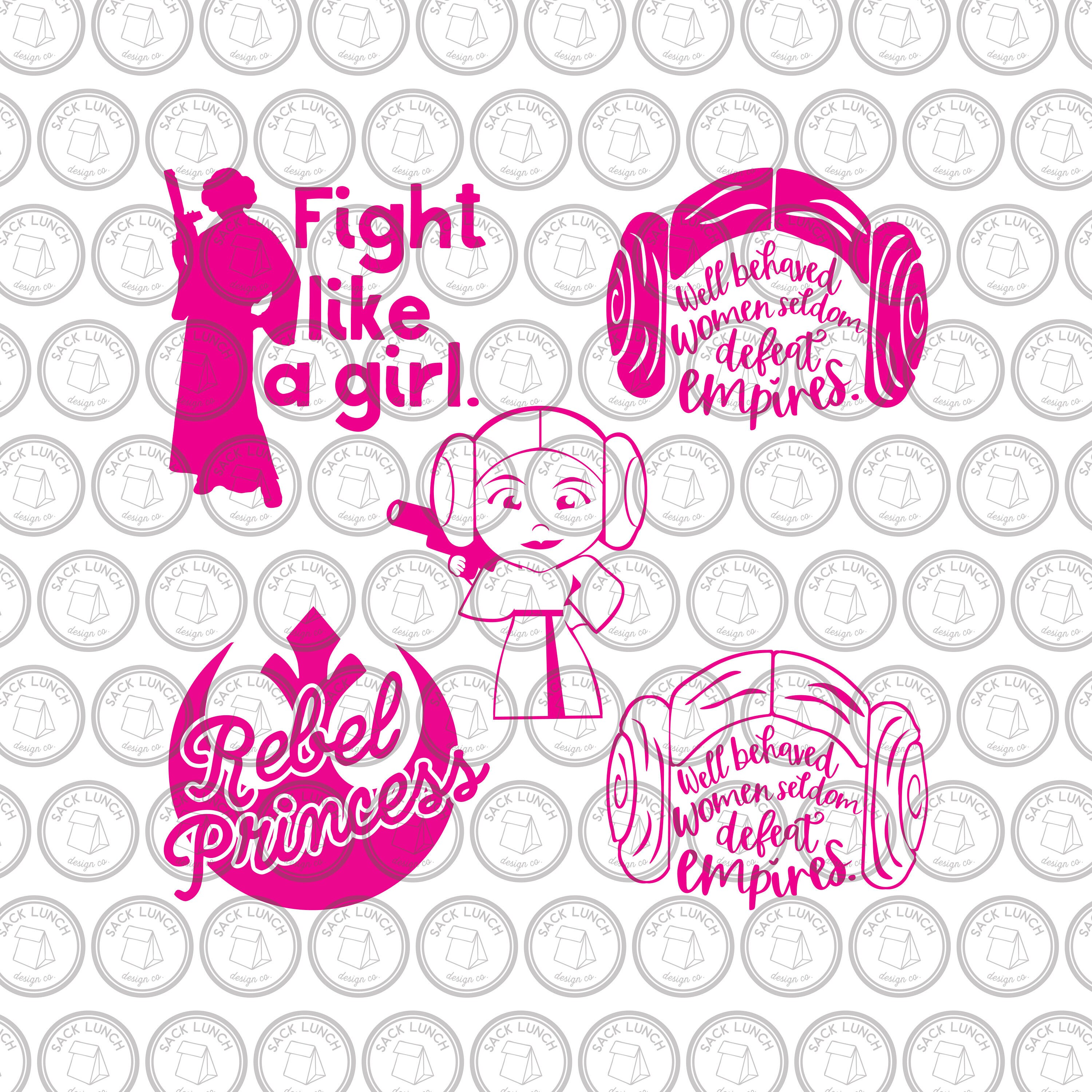 Rebel Princess Vector Designs Download! svg, pdf, dxf, ai,eps | For S…