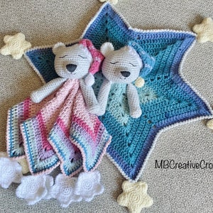 PATTERN* crochet Sleepy Bear Lovey PATTERN - Security Blanket - Comforter - baby shower nursery