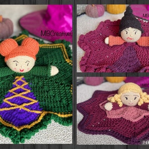 PATTERN* 3 Pack Bundle of the Witchy Loveys Crochet Pattern: Orange, Blonde and Black hair- blanket-
