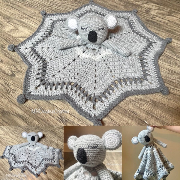 PATTERN* Crochet Koala Lovey Security Blanket PATTERN ONLY- comforter - baby shower gift -
