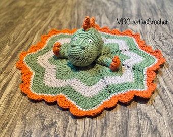 PATTERN* Dinosaur lovey security blanket crochet PATTERN. comforter / baby blanket