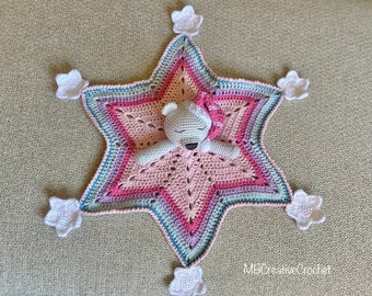 PATTERN* crochet Sleepy Bear Lovey PATTERN Security Blanket Comforter  baby shower nursery
