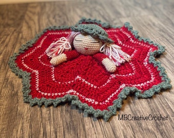 PATTERN* Crochet Strawberry doll lovey security blanket PATTERN. Comforter -