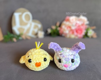 PATTERN* Pomsie Pocket Chick and Bunny crochet  - no sew  2 patterns included - mini