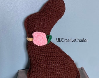 Chocolate Bunny Decorative Pillow - FINISHED PRODUCT- easter gift for women