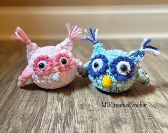 PATTERN* Pomsie Pocket Owl & Large Owl plush crochet pattern - 2 sizes included