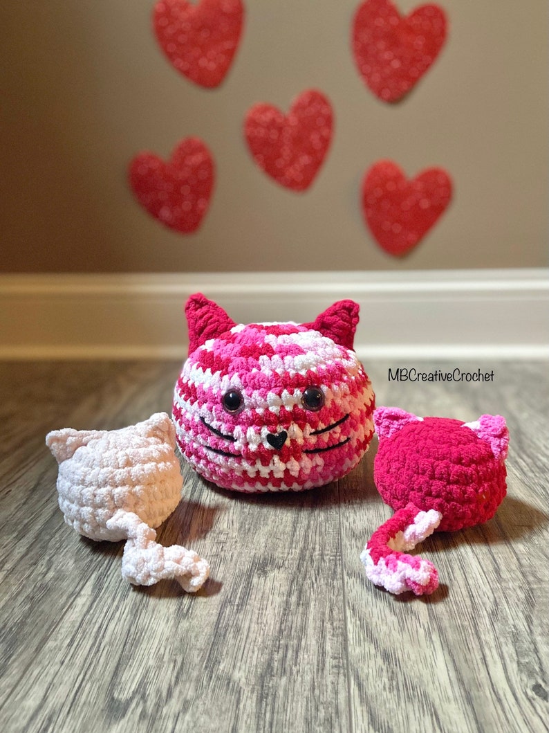 PATTERN Pomsie Pocket Cat and Large Cat 2 sizes crochet patterns no sew keychain image 2