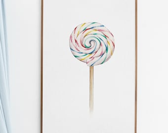 Lámina artística de piruleta: Decoración de pared dulce (descarga digital)