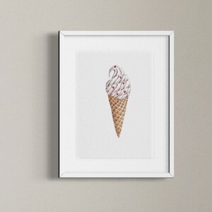 Printable Ice Cream Cone Poster, Cute Art for Home Decor, Instant Download