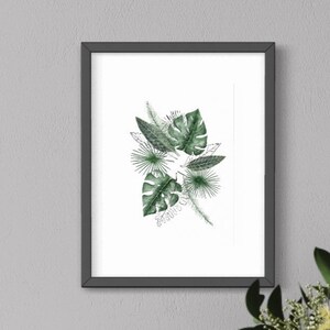 Poster stampabile con piante tropicali e arte botanica, pronto per la stampa