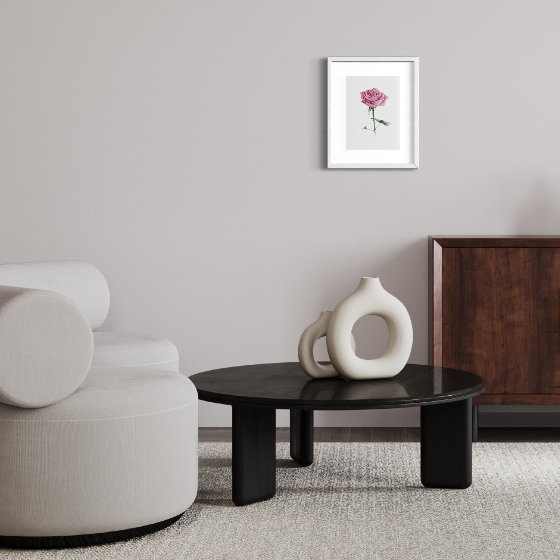 Printable Poster Pink Rose, Wall Art Watercolor Flower Painting Ready ...