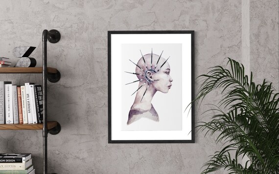 Steampunk Woman Art Print: Afro-Punk Girl, Edgy Wall Decor (Digital Download)