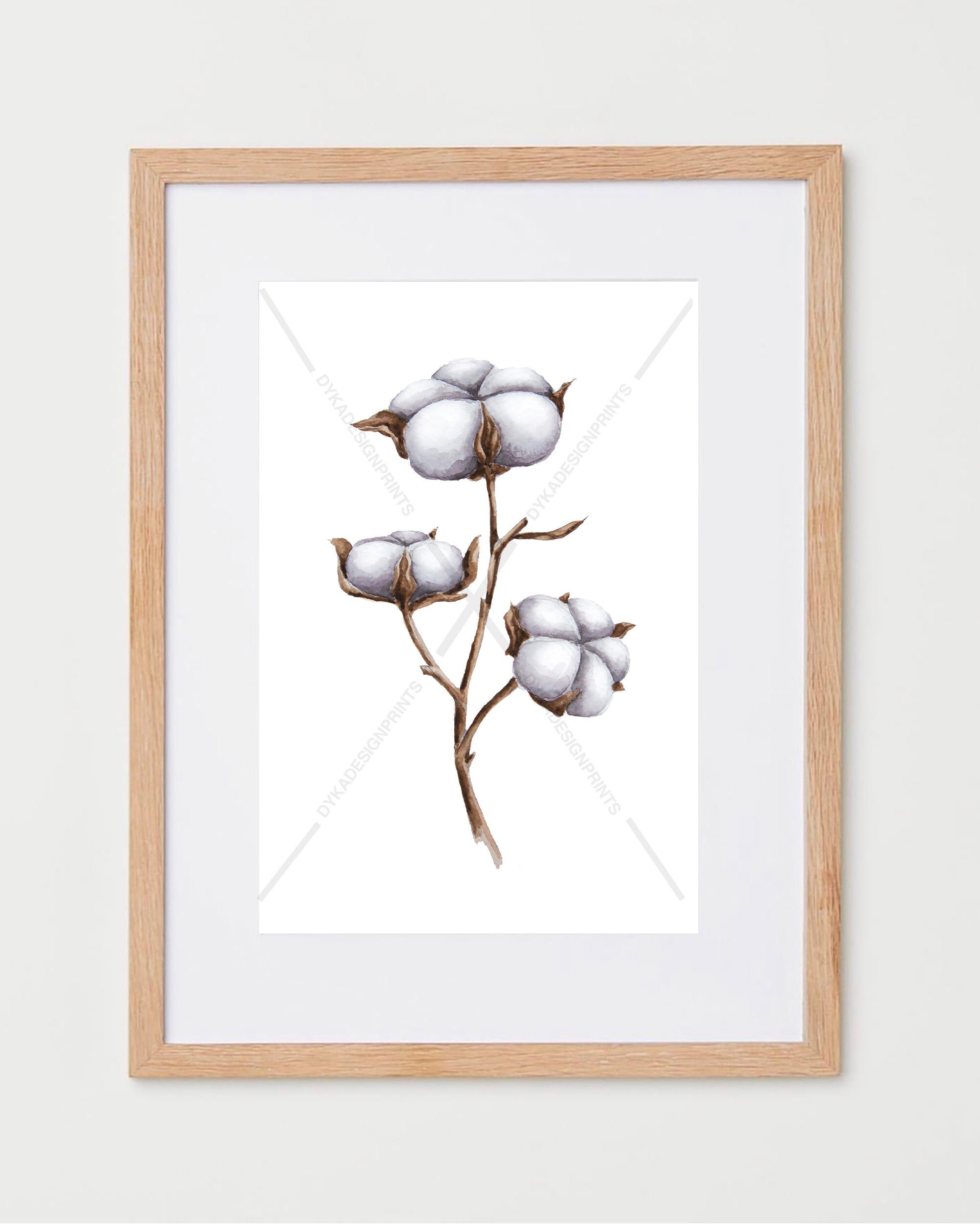 Printable Botanical Cotton Flower Poster, Ready to Print - Etsy