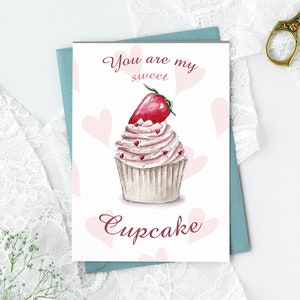 Carte postale imprimable My Cupcake, love aquarelle sweet art, téléchargement immédiat