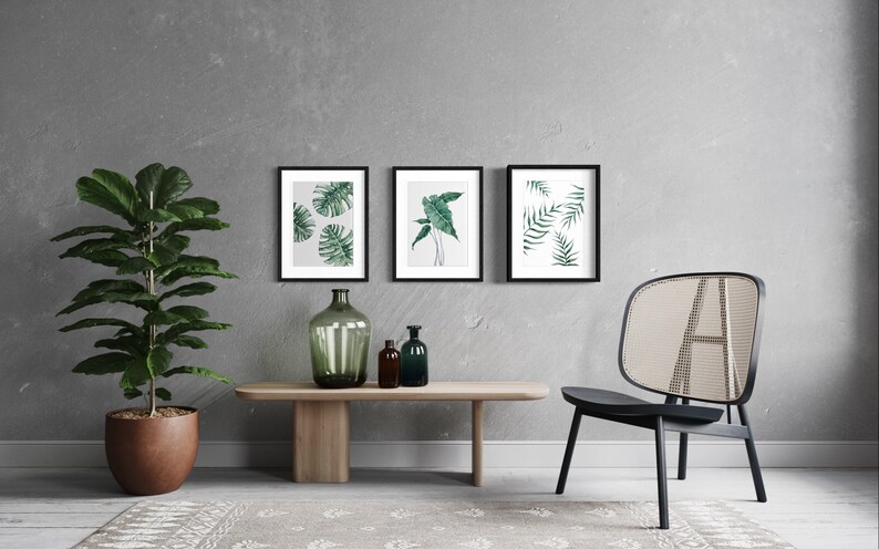 Set of 3 Botanical Prints Watercolor Minimalist Wall Art - Etsy
