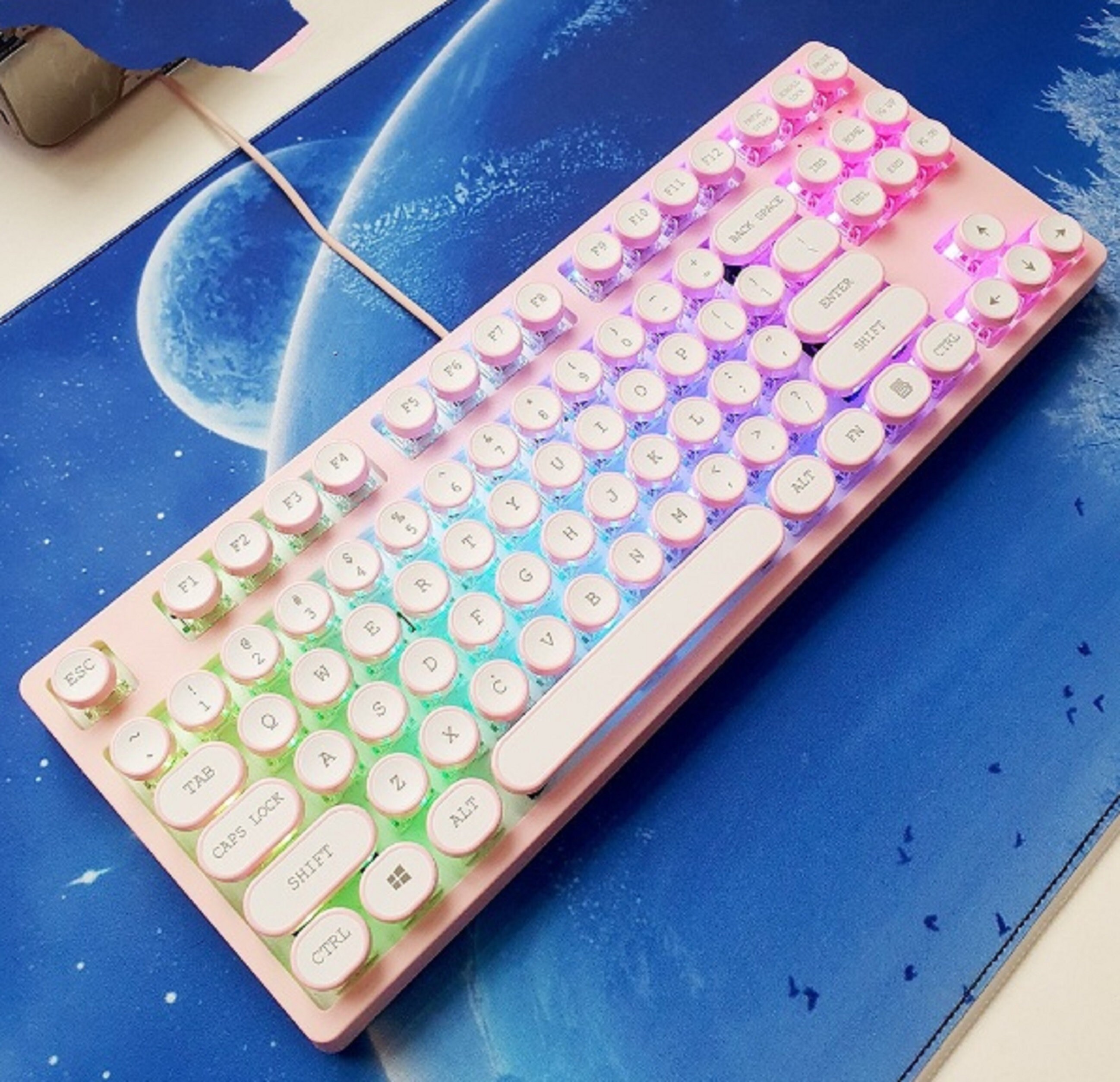 Cute typewriter keycap full set 104 keycaps Round keycap Etsy