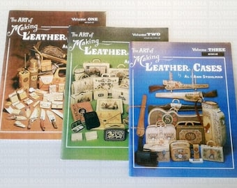 The Art of Making Leather Cases x 4 Leather craft books LEATHERWORK ~ Easy Leather Projects - Designs ~ Patterns ~ Instructions.