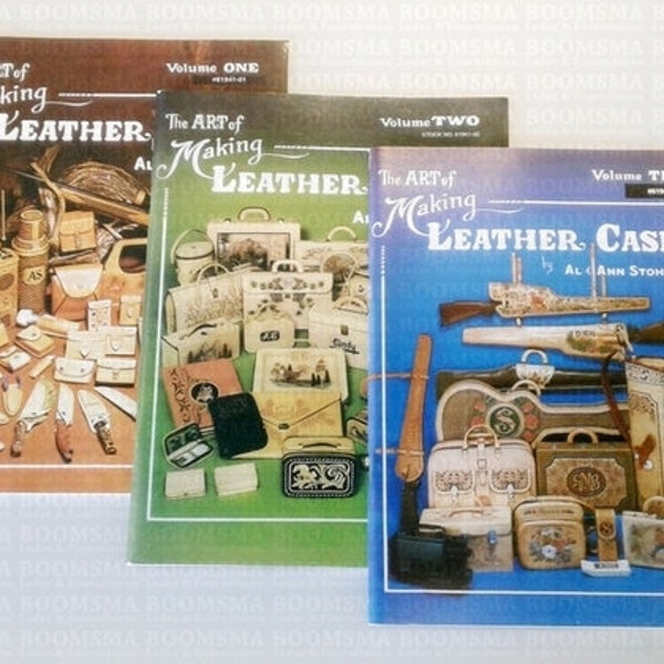 The Art of Making Leather Cases x 4 Leather craft books LEATHERWORK ~ Easy Leather Projects - Designs ~ Patterns ~ Instructions.