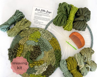 Circle Weaving Kit, Lush Rainforest Weaving Fibre Pack, woven tapestry loom, craft kits for adults, birthday gift for plant lovers