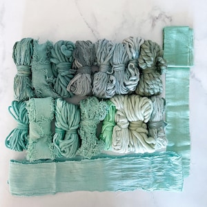 Handgewebtes Garn in Mint und Petrol, handgewebtes Wollgarn in 70er, 100% Wolle, Aqua Merino Faserpackung