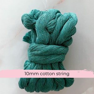 10mm Macrame String Sea Green, single twist macrame cord, chunky macrame string, cotton weaving fibre. mini macrame cake, chunky rope