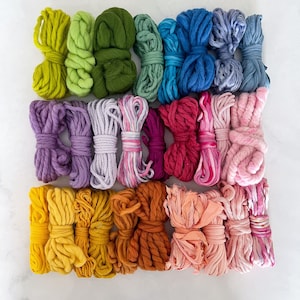 Webfaser Bundle Rainbow XL, grobes Wollgarn, Webfaser-Kit, helles Merino-Bleistift-Roving, Art-Garn, Makramee-Kordelpackung