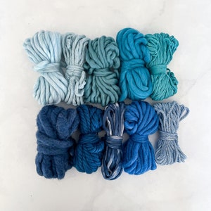 Weaving Fibre Pack Deep Ocean, weaving kit, weaving supplies, blue chunky yarn, gift for craft lovers, chunky rug yarn,