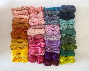 Weaving Fibre Bundle Rainbow, jumbo fibre pack, chunky bulky wool yarn kit, bright merino pencil roving, art yarn, macrame cotton