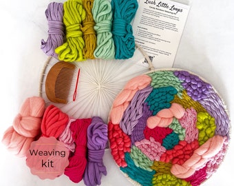 Weaving Kit, Candy Rainbow Weavers Fibre Pack, birthday DIY gift for craft lovers, woven tapestry loom, dopamine decor, craft kit for adults
