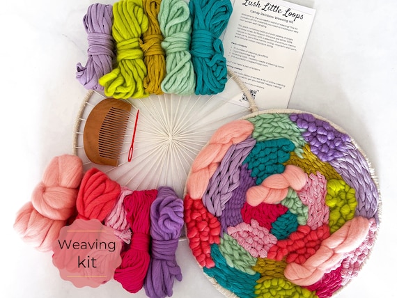 Weaving Kit, Candy Rainbow Weavers Fibre Pack, birthday DIY gift for craft lovers, woven tapestry loom, dopamine decor, craft kit for adults