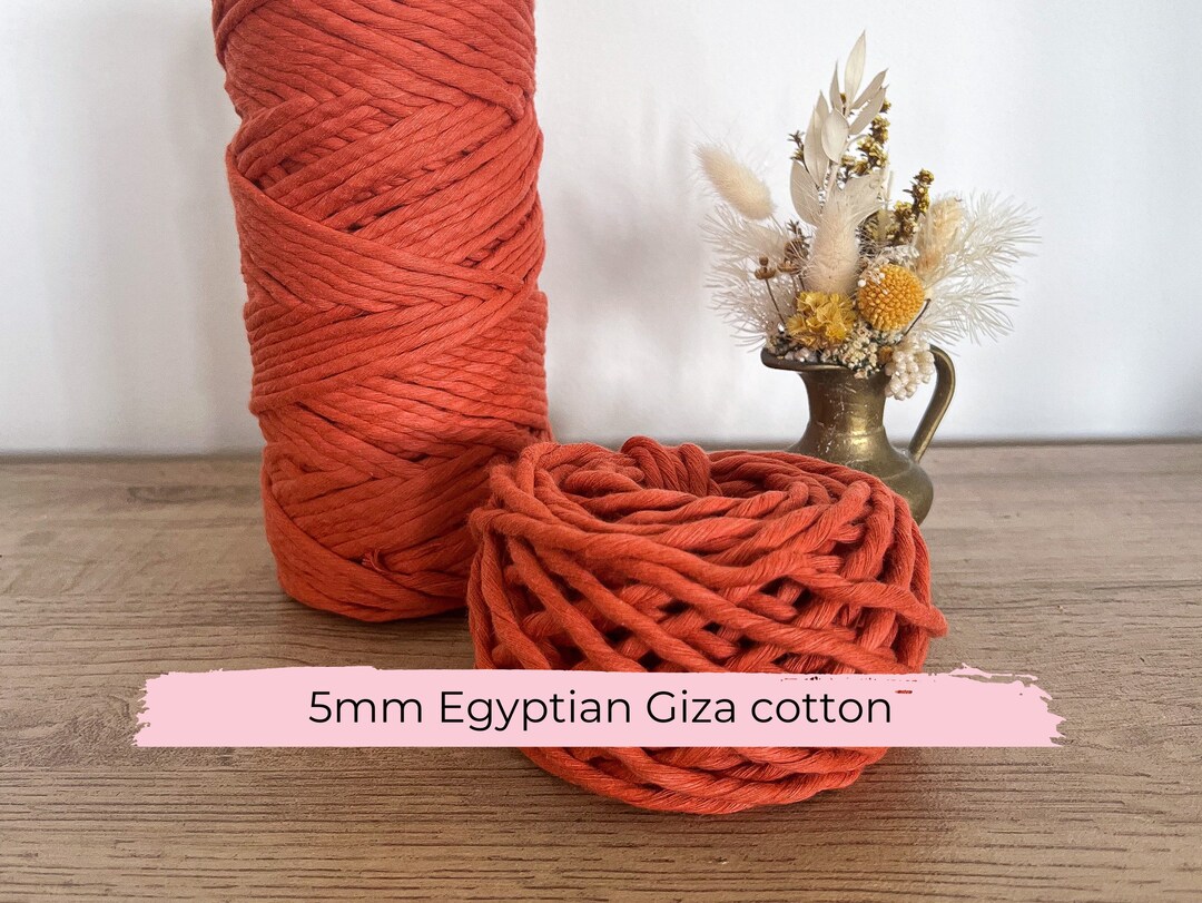5mm Egyptian Giza Cotton String Mecca Orange, Single Twist Macrame Cord