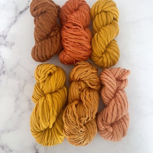 Premium Garnpaket Herbst, extradickes dickes Wollgarn, Webfaserset, Merino Kammzug, orange erdige Töne