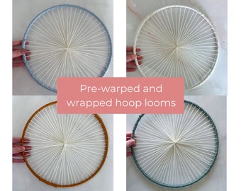 Warped Round Weaving Loom, ready to weave circle weave hoop, metal shape frame, tapestry loom, weaving supplies, craft frame