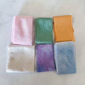 Confezioni di nastri misti Pastello, nastro di velluto, seta sari riciclata, filato di junk journal, materiali per tessitura, abbellimenti in tessuto