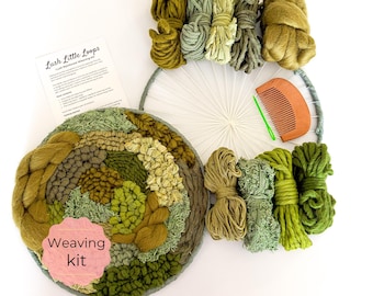 Circle Weaving Kit, Lush Rainforest Weaving Fibre Pack, woven tapestry loom, craft kits for adults, birthday gift for plant lovers