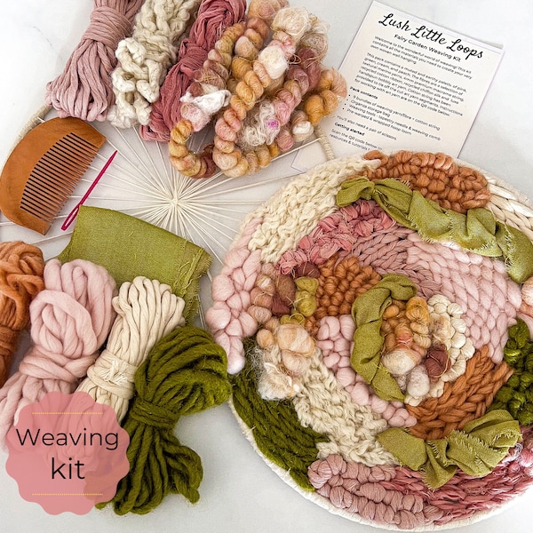 Circle Weaving Kit, Fairy Garden Weaving Fibre Pack, craft kit for adults, hand weaving loom, cottagecore decor, birthday gift for crafter