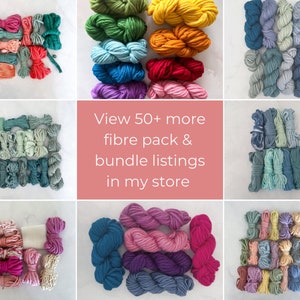 May include: Assortment of colorful yarn bundles in various shades of red, green, blue, purple, pink, and yellow. View 50+ more fibre pack & bundle listings in my store.